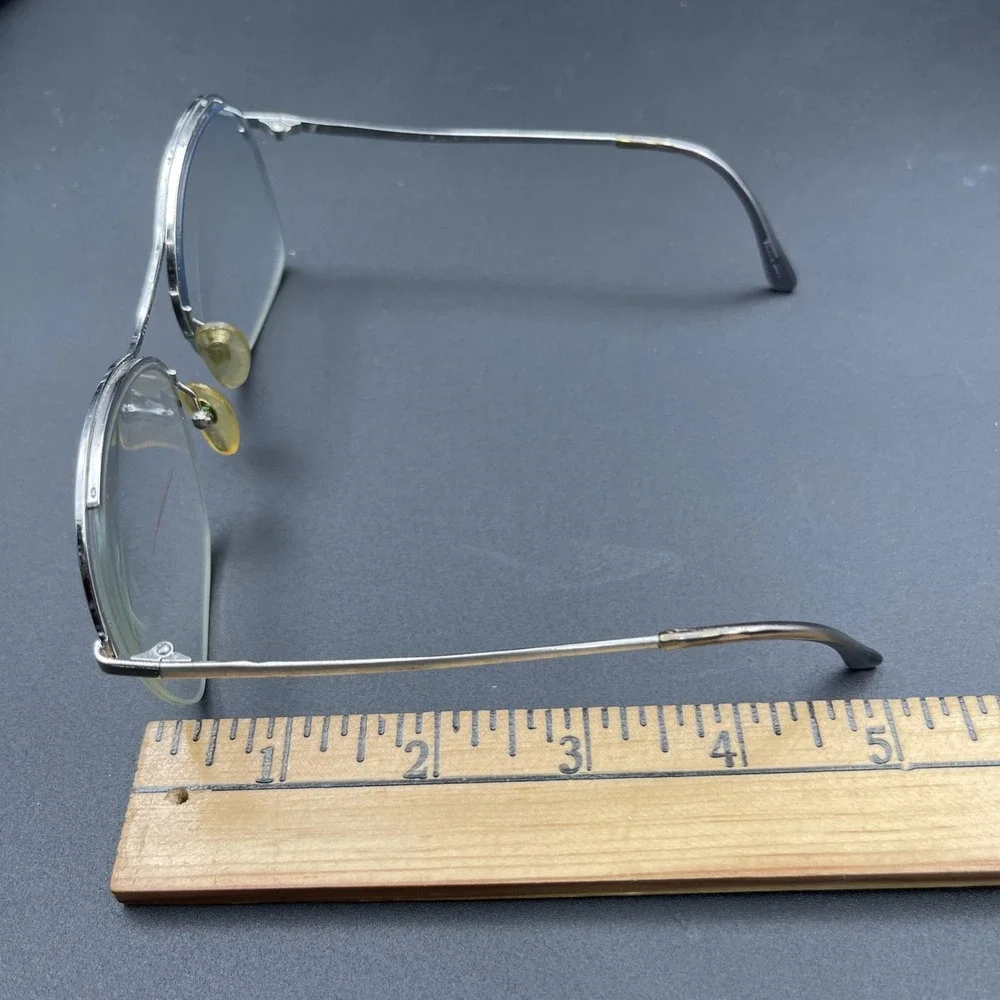 Vintage Tania Flair Optics Eyeglasses Frame Metal Silver Tone Japan RGP 135